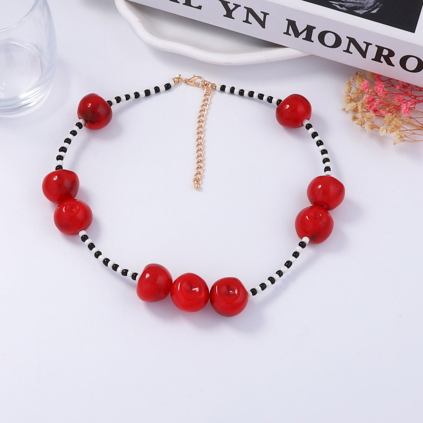 Elegant Minimalist Resin Cherry and Bead Necklace for Women - Versatile, Unique, and  Quality Fashion Accessory