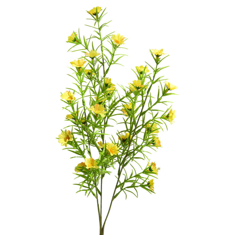 Nordic Minimalist Decorative Faux Plants - Lifelike Three-Pronged Chamomile Arrangement for Stylish Living Room Decor