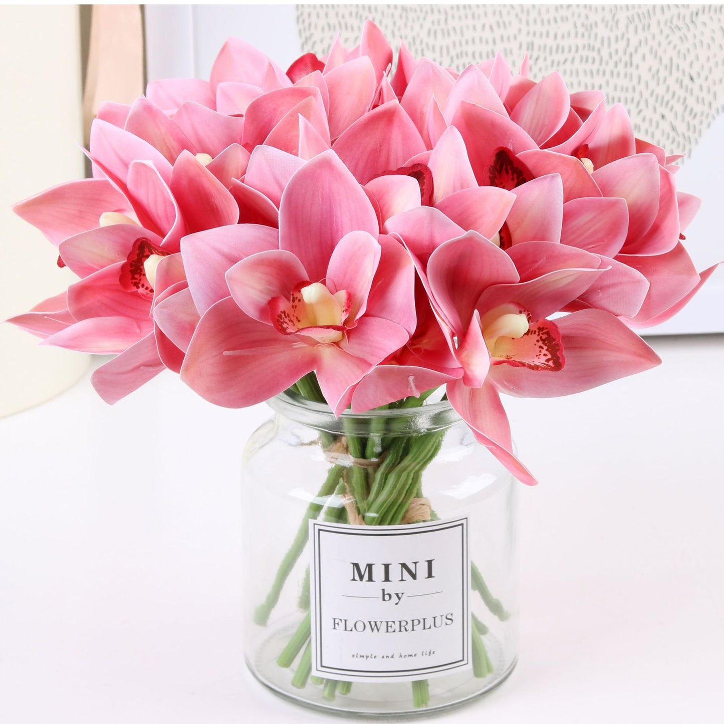 Luxury 3D Printed Faux Orchid Bouquet - 6 Stem Realistic Decorative Flowers for Home and Hotel Decoration, Perfect Potted Arrangement