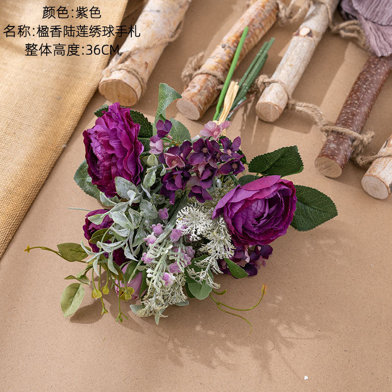 Elegant Artificial Flower Arrangement - Yongxiang Luxurious Hydrangea & Rose Bouquet for Weddings and Home Décor - CF01358A