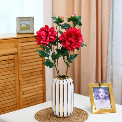 Lifelike Artificial Peony Flowers for Weddings and Home Decor - Elegant Red Peony Decorations for Celebrations and Living Room Accents - High-Quality Plastic Floral Display