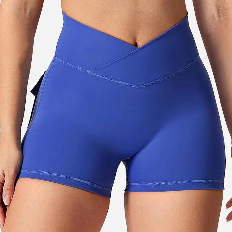 8 Color Seamless V Waist Peach Butt Yoga Shorts with Pockets For Fitness Running and Workout