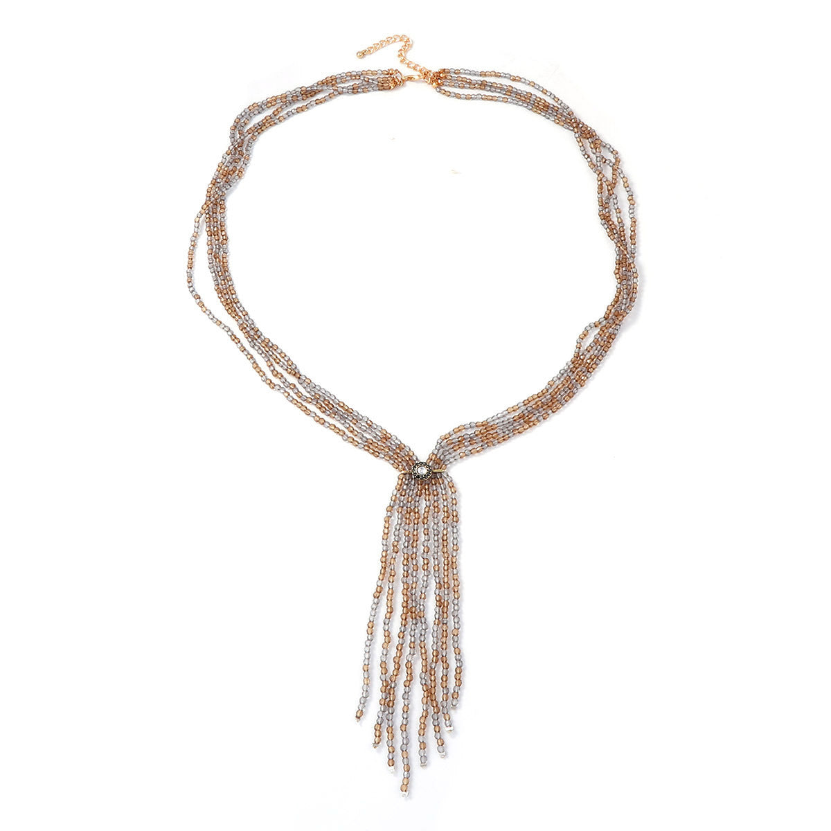 Bohemian Multi-Layer Beaded Y-Shape Necklace Sweater Chain – Trendy Casual Jewelry Set for Chic Layered Looks