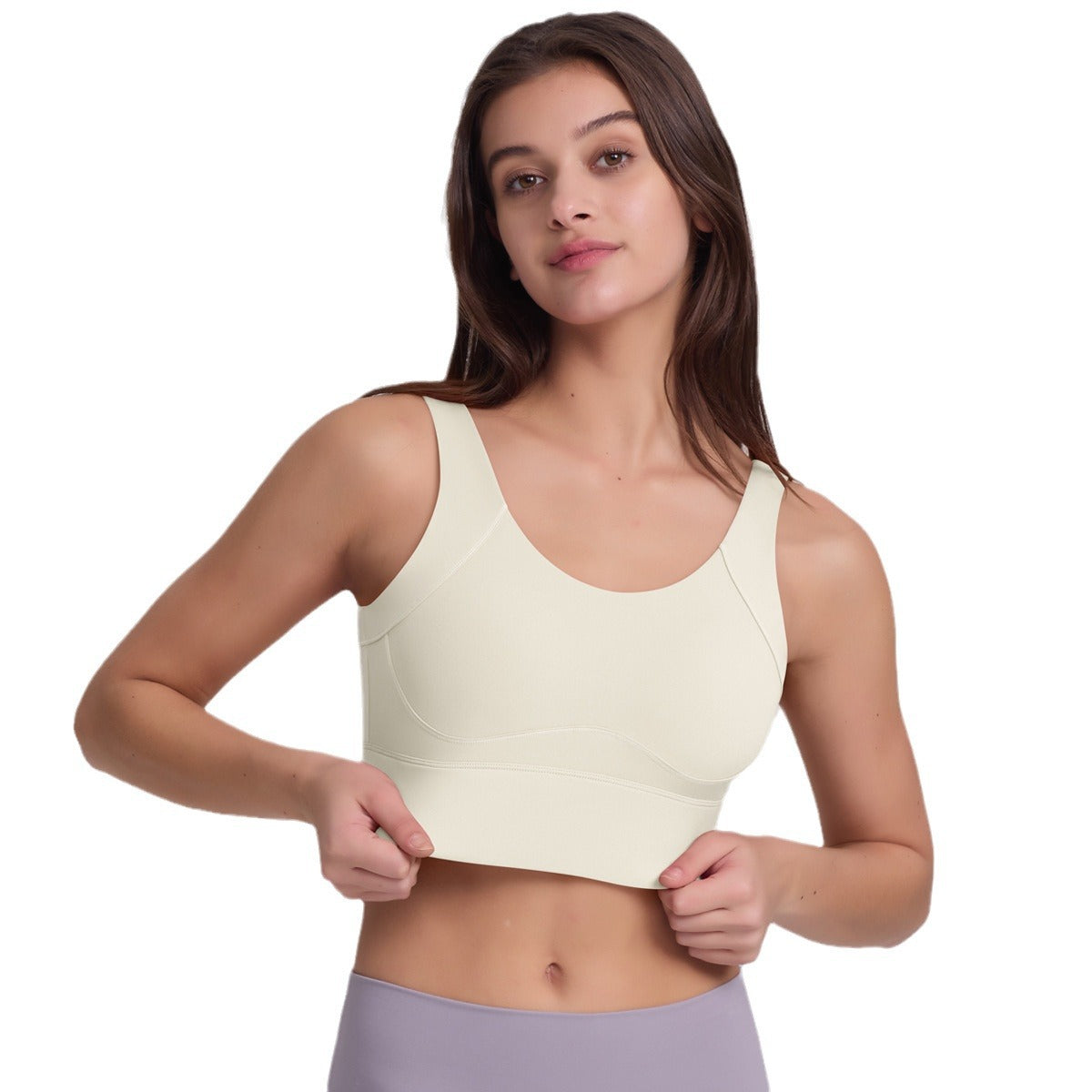 Solid Color Hollow Back Sports Bra with Button Closure for Pilates Yoga Running and Gym Workouts