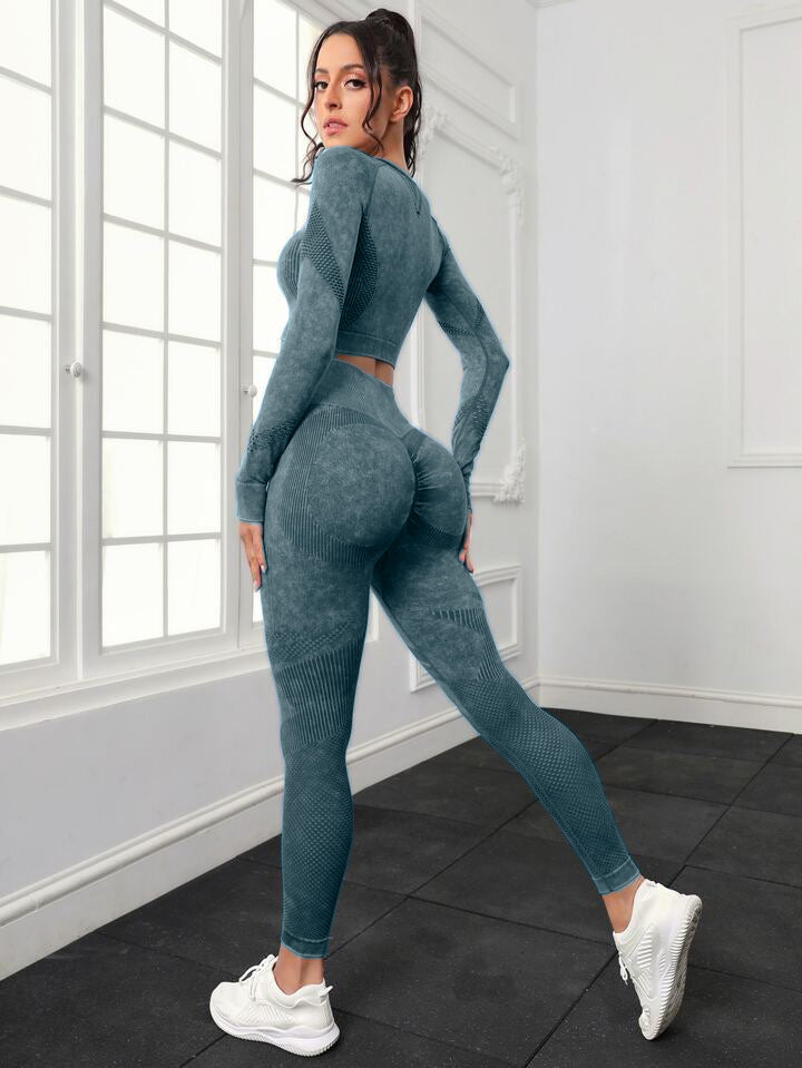 Women's Quick Dry Seamless Yoga Set Water Wash Peach Butt Gym Leggings and Sports Top for Comfort and Style