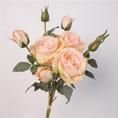 European Artificial Flower Bouquet - 9-Head Greek Rose Arrangement for Elegant Home Décor, Luxurious Silk Floral Accent with Stunning Edge Detail