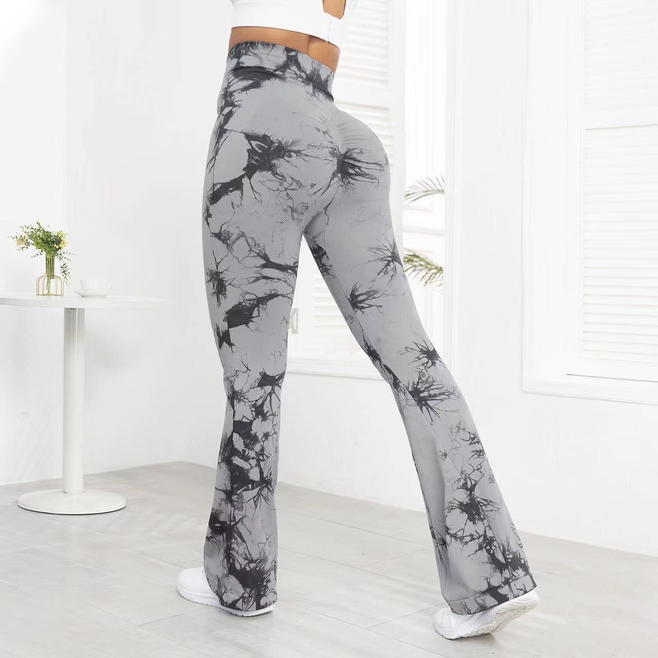 Seamless Tie Dye High Waisted Flare Yoga Pants for Women Stretchy Nylon Leggings for Comfort and Style While Working Out