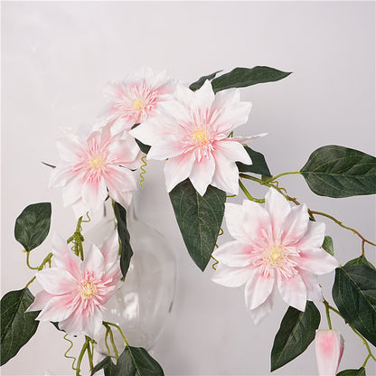 Elegant European-Inspired Faux Clematis Vine - Single Stem Greenery for Exquisite Ceiling Décor and Floral Arrangements