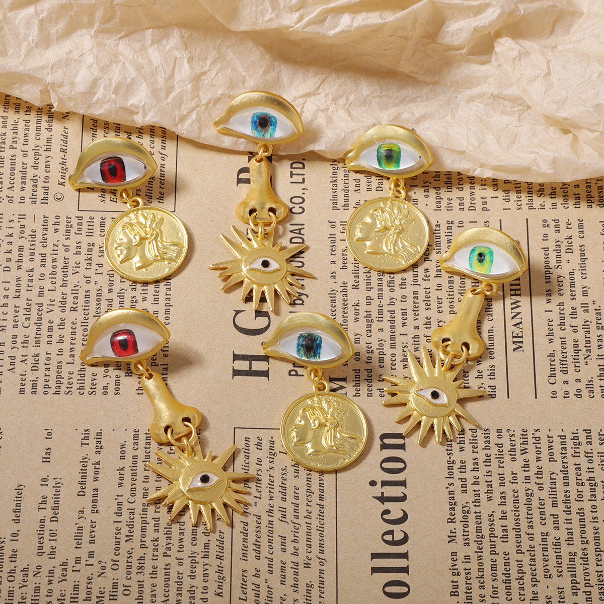 Vintage-Inspired Asymmetrical Devil Eye Long Earrings – Elegant & Versatile Accessories for Any Occasion