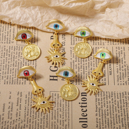 Vintage-Inspired Asymmetrical Devil Eye Long Earrings – Elegant & Versatile Accessories for Any Occasion