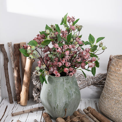 Realistic Mountain Rose Berry Artificial Flower - Lifelike Green Decor for Wedding Decorations and Crafts - Perfect for Home and Event Styling - Model MW25584