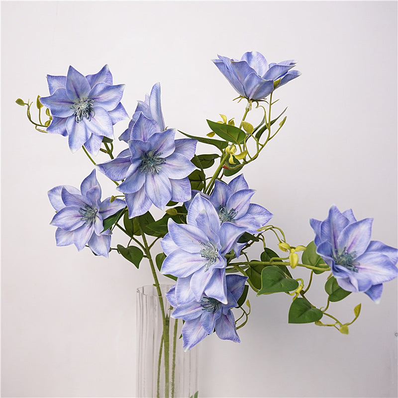 Elegant Nordic-Inspired Soft Touch Faux Clematis Flower Arrangement for Luxurious Home Decor – Perfect for Living Room and Floral Accents