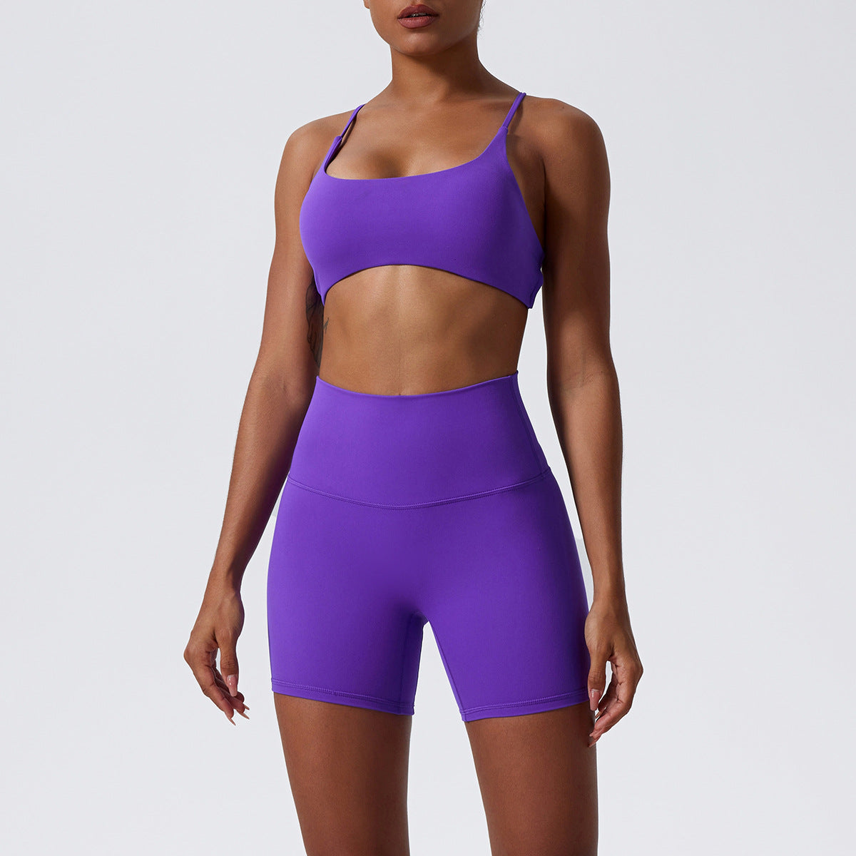 High Waisted Yoga Set Butt Lifting Shorts Sports Bra and Comfortable Yoga Pants for Fitness and Flexibility