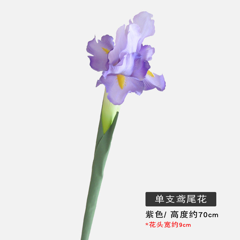 Single Stem Irish-Inspired Faux Flower for Home Décor - Elegant Iris Blossom for Living Room Fresh Floral Arrangement