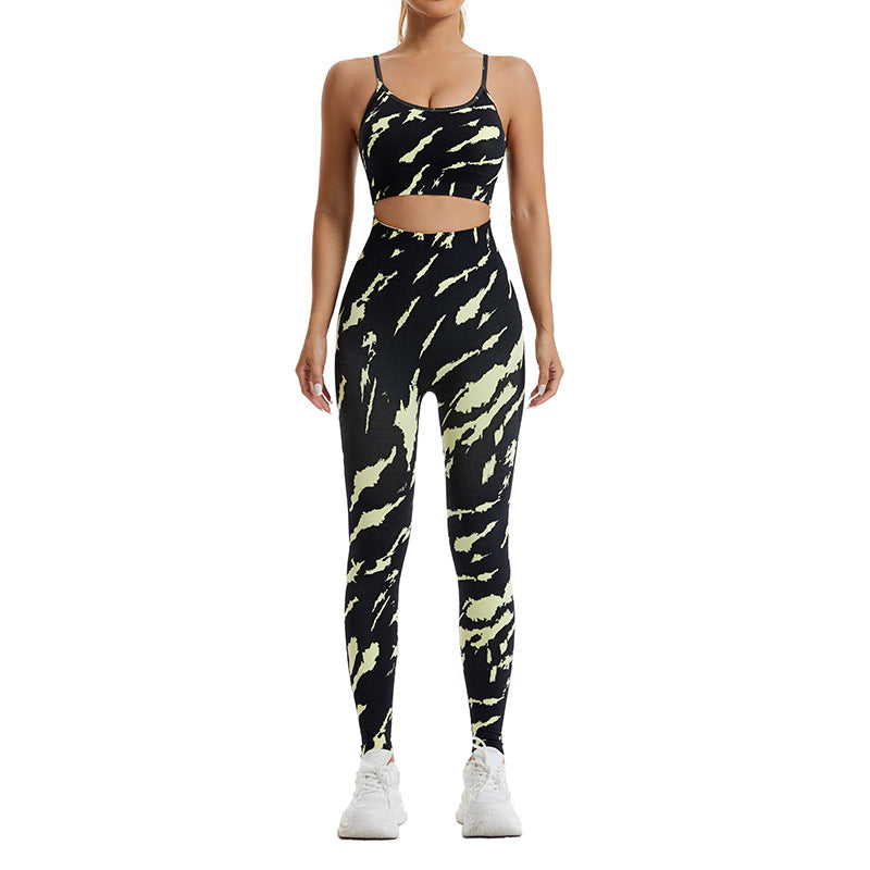 Seamless Camouflage Print Yoga Set High Waist Fitness Leggings and Sports Bra for Comfort and Performance