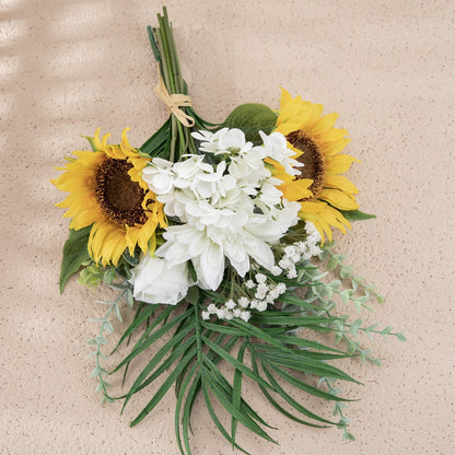 Stunning Sunflower Hand-tied Bouquet - Realistic Faux Flowers for Wedding Decor, INS Style Greenery CF8001