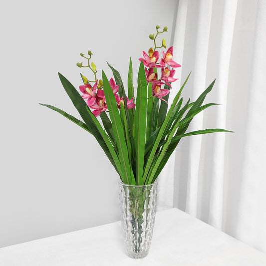 Zen-Inspired Soft Gel Orchid Leaves - Realistic 6-Piece Set for Elegant Home Decor in Living Rooms