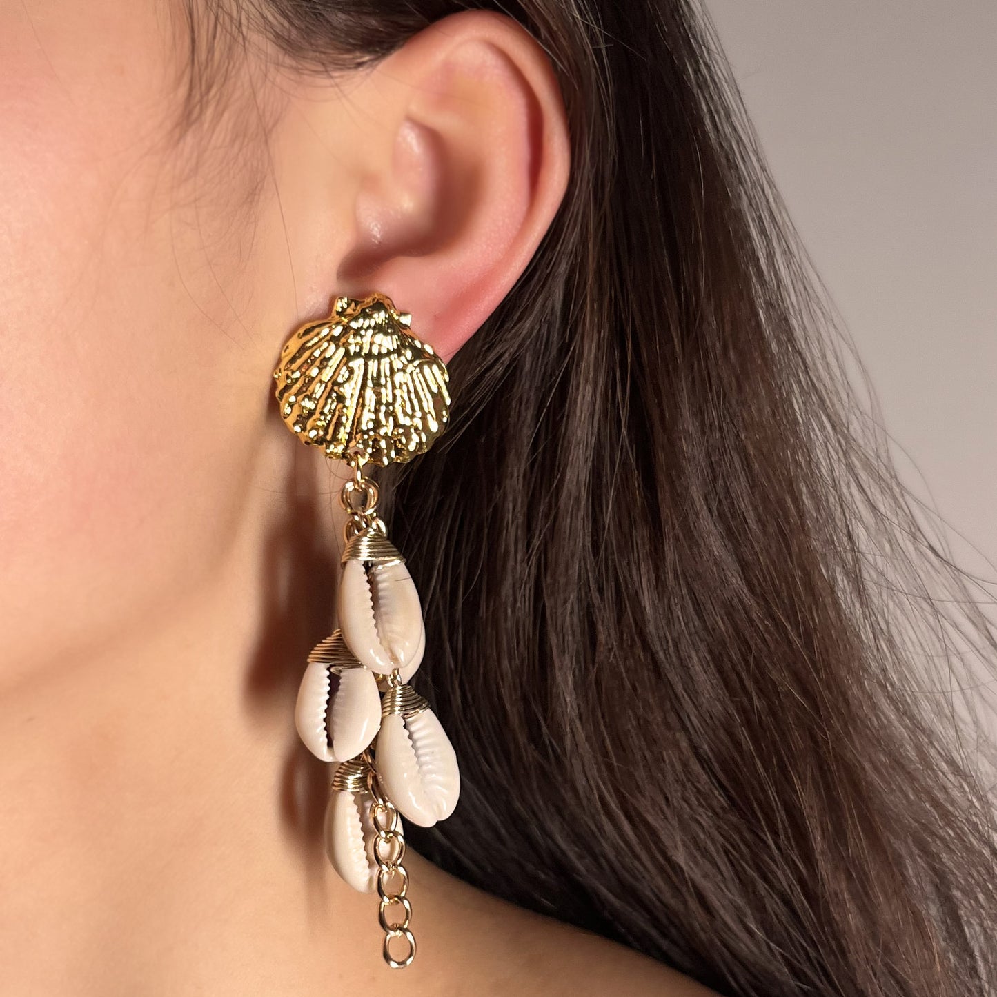 Bohemian Vacation Style Relaxed Shell Alloy Scallop Earrings - Versatile Beach Wear for Women