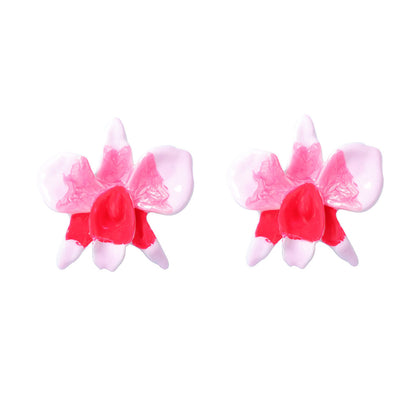 Bohemian Large Hand-Painted Drip Oil Colorful Flower Earrings - Unique, Fresh, and Versatile Vacation Jewelry