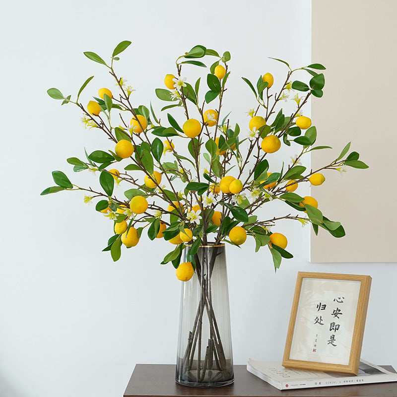 Artificial Lemon Branch - Fresh European Style Home and Hotel Decor, Perfect for Floral Arrangements and Photography Props, Realistic Faux Lemon Fruit Accent