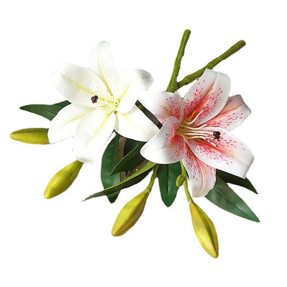 Realistic Miniature 3D Lily - Short Stem Artificial Flower for Home, Hotel Decor, Wedding Photography, and Event Styling