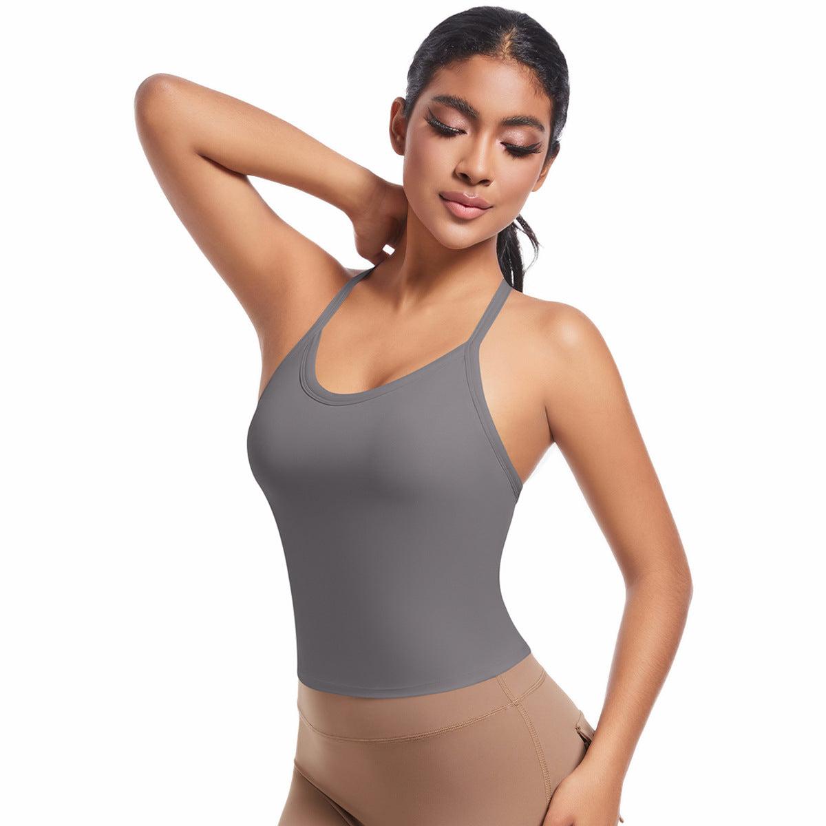 Seamless Sports Bra with Crossed Shoulder Straps Ultra Comfortable Yoga and Running Top for Optimal Support and Style