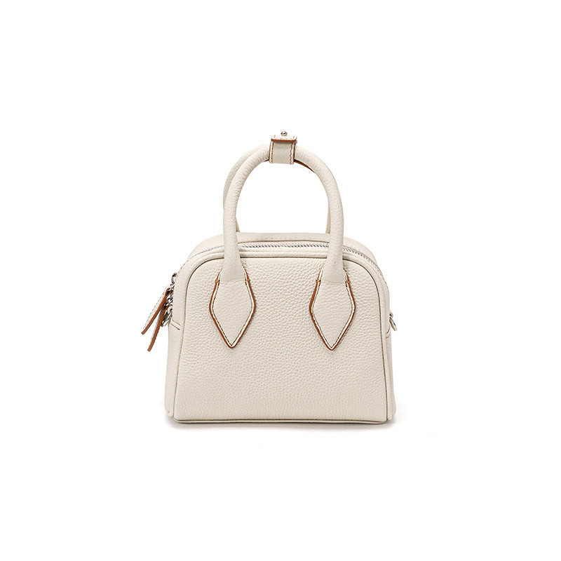 Mini Korean Boston Bag Versatile Genuine Leather Tote for Outings and Everyday Use