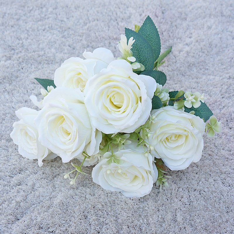 Stunning 7-Head Ice Snow Artificial Rose Bouquet - Perfect for Home Decor, Photography, Weddings, and Bridal Bouquets