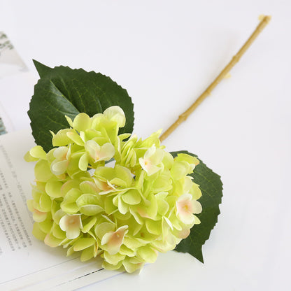 Lifelike Two-Leaf Hydrangea Silk Flower - Single Branch Large Decorative Bloom for Hotel Decor, Wedding Celebrations, and Photography Props - Beautifully Crafted Fake Flowers for Lasting Elegance