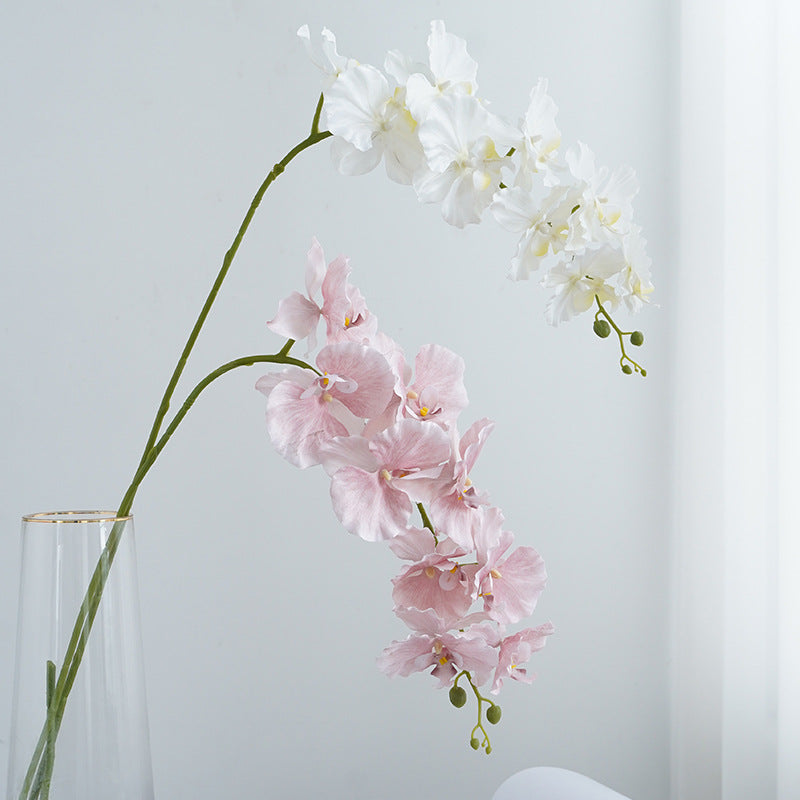 Realistic Single Stem 9-Head European Style Orchid - Perfect for Wedding Decorations & Home Décor, Lifelike Artificial Silk Flowers in Elegant Design