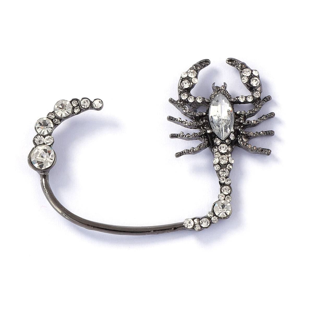 Stylish Dark-Themed Halloween Scorpion Earrings with Sparkling Full Rhinestone Accents - Elegant Alloy Jewelry for Women