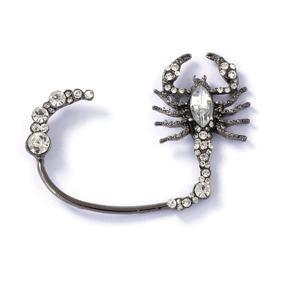 Stylish Dark-Themed Halloween Scorpion Earrings with Sparkling Full Rhinestone Accents - Elegant Alloy Jewelry for Women