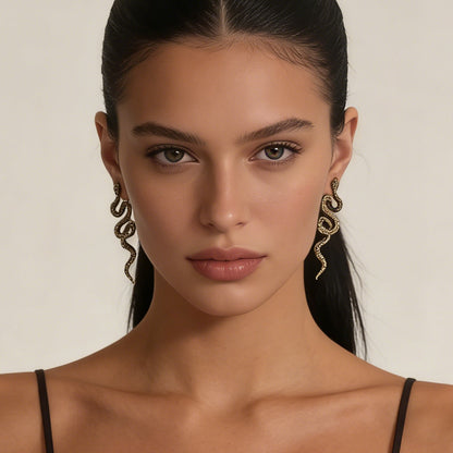 Chic Vintage-Inspired Alloy Snake Zodiac Ear Studs - Elegant, Versatile, and Perfect for Everyday Wear