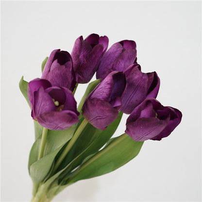 Luxury Realistic Touch Moisturizing Tulip Bouquet - Elegant Faux Flower Arrangement for Living Room and Dining Table Decor