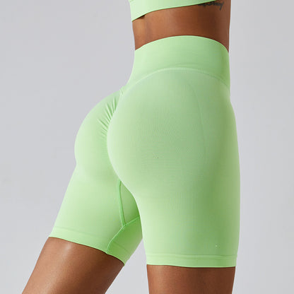 Seamless High Elastic Women's Yoga Shorts Peachy Athletic High Waisted Butt Lifting Shorts for Outdoor Running and Fitness