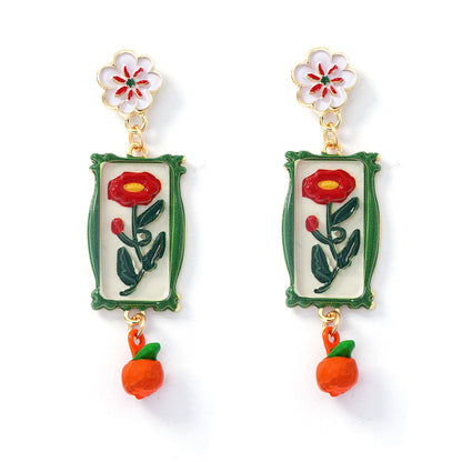 Vintage French-Inspired Elegant Floral Alloy Drop Earrings - Fresh and Stylish Bohemian Garden Design for Nature Lovers