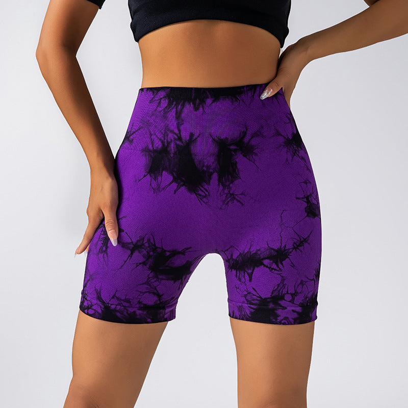 High Performance Tie Dye Yoga Shorts for Women Breathable Stretchy and for Running and Workout with Lifted Butt Design