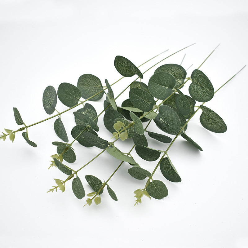 Single Stem Faux Eucalyptus Leaf Green Plant – Perfect for Dried Flower Arrangements, Money Leaf Wedding Decorations, and Elegant Home Accents