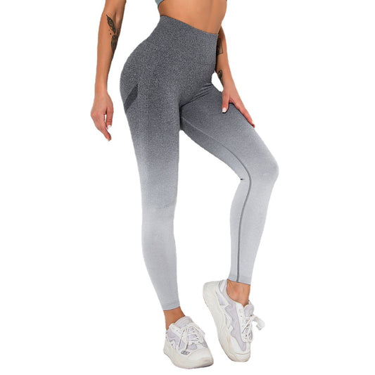 Seamless Gradient Smile Face Yoga Pants for Women High Waisted Butt Lifting Fitness Leggings for Running and Workout