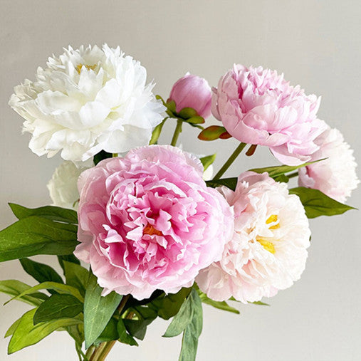 Elegant European-Style Single Stem 3-Head Peony and Peony Artificial Flowers for Home, Wedding Decoration, Photography, Floral Arrangements, and Stylish Display