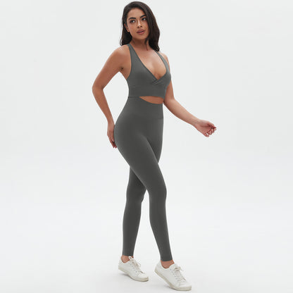 Seamless Yoga Outfit Open Back Sports Bra and Leggings Set for Breathable Comfort Peach Lift Effect for Running and Gym Workouts