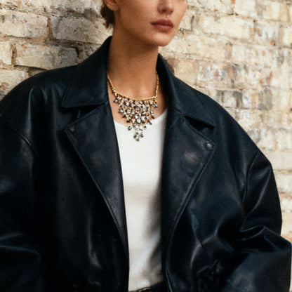 Chic Bohemian Delicate Luxury Triangle Tassel Mesh Zirconia Stone Pendant Necklace - Perfect for Sweaters and Everyday Wear