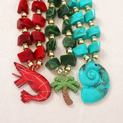 Unique Designer Summer Ocean-Inspired Colorful Pendant Necklace for Women - Perfect for Vacation Vibes and Everyday Wear