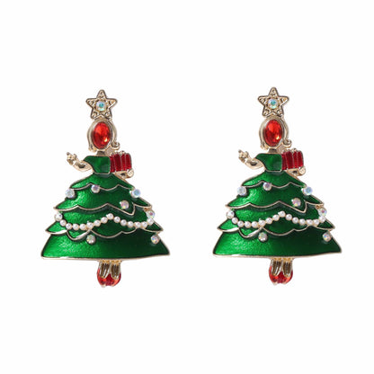 Unique Creative Design Alloy Christmas Tree Dance Earrings – Trendy & Whimsical Holiday Jewelry for a Festive Look