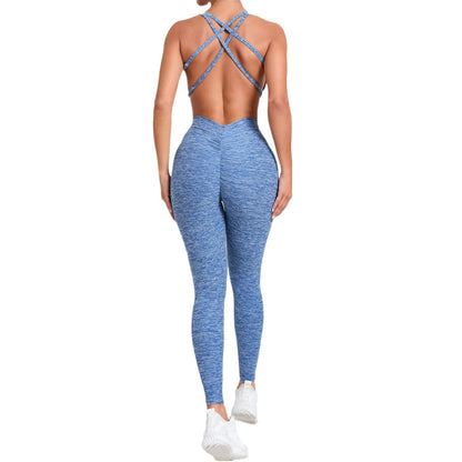 Autumn Winter Ruched Cut Out Yoga Jumpsuit with Flattering Back Design for Activewear Gym and Yoga Sessions