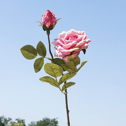 Set of 2 Eiffel-Tower Inspired Curled Edge Rose Artificial Flowers - Perfect for Valentine's Day, Weddings, and Home Decor