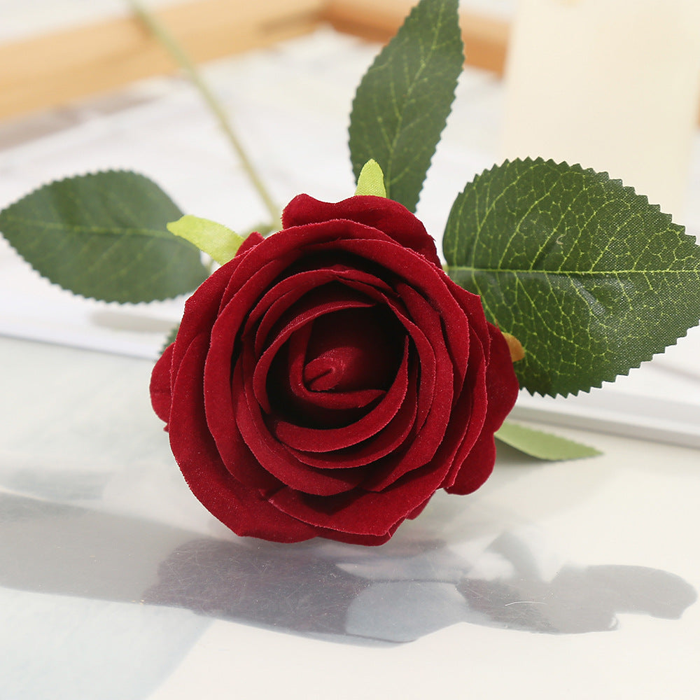 Realistic Velvet Rose Artificial Flower - Single Pearl Rose for Valentine's Day, Weddings, and Home Decor - Elegant Faux Floral Arrangement for Lasting Beauty