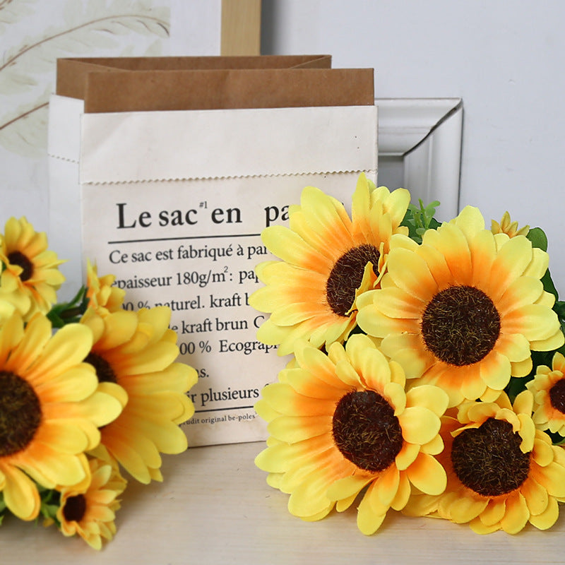 Realistic Sunflower Fake Flowers for Home Décor | Vibrant Silk Sunflowers Perfect for Arrangements and Props