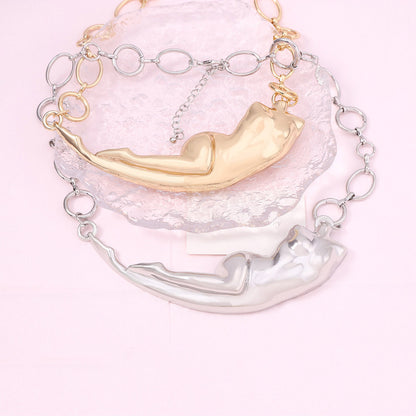 Stylish Minimalist Irregular Abstract Pendant Necklace - Versatile Statement Piece for Hip Hop Punk Fashion Enthusiasts