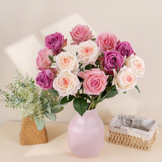 Charming Sweetheart Rose Artificial Flowers for Wedding Decor - Elegant INS Style Home Decoration, Realistic Touch, Perfect for Any Occasion - Model MW60004